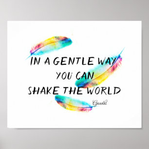 Gandhi inspirierende Zitat farbenfrohe Feder Art Poster