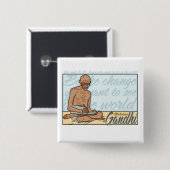 Gandhi ist das Änderungs-Zitat Button (Vorne & Hinten)