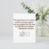 Gandhi Tier-Zitat mit Katze Postkarte (Stehend Vorderseite)