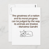 Gandhi Tier-Zitat mit Katze Postkarte (Vorne/Hinten)