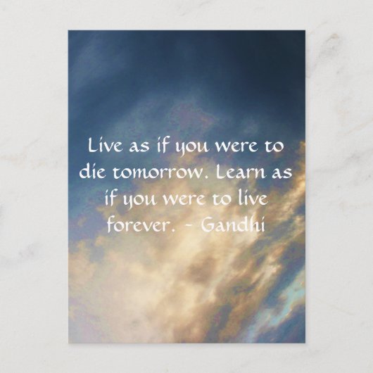 Gandhi Wisdom Quote With Blue Sky clouds Postkarte (Vorderseite)