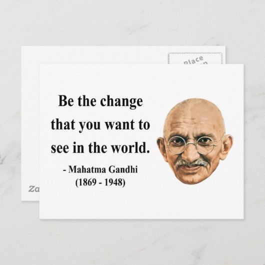 Gandhi Zitat 1b Postkarte (Vorne/Hinten)