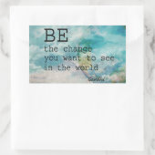 Gandhi-Zitat-Aufkleber sind die Veränderung Rechteckiger Aufkleber (Tasche)