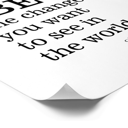 Gandhi Zitat ist die Veränderung mit bunten Feder Poster (Ecke)