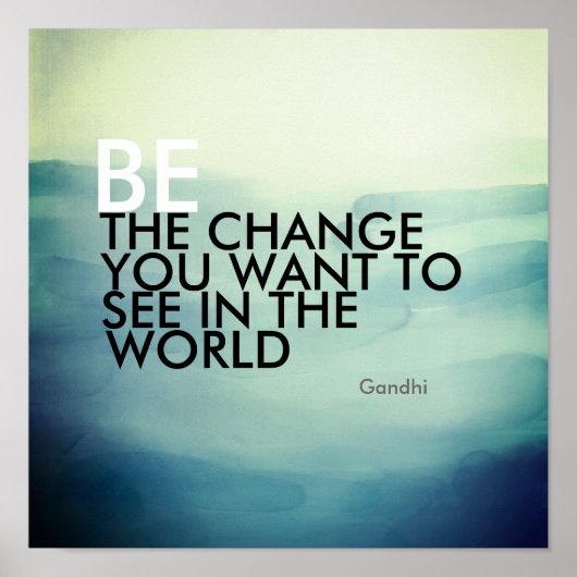Gandhi Zitat Poster ist die Veränderung des Aquare (Vorne)