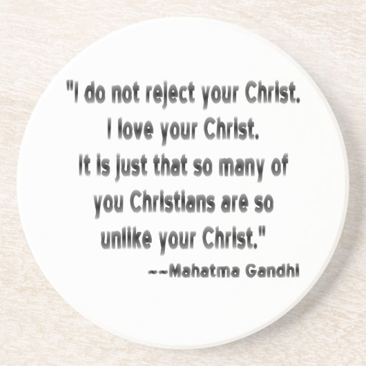 Gandhi zu Christen Sandstein Untersetzer (Vorne)