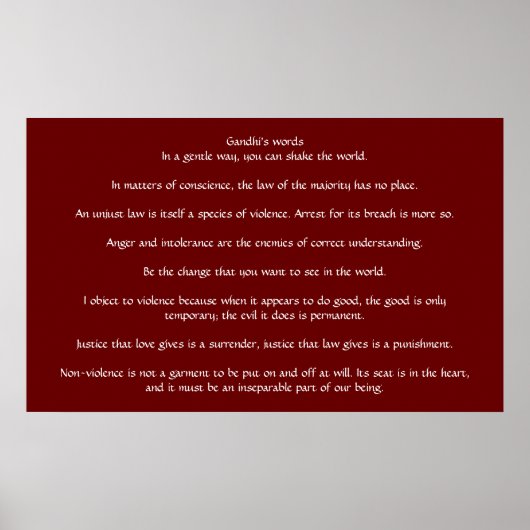 Gandhis Worte über Gerechtigkeit und Mitgefühl Poster (Vorne)