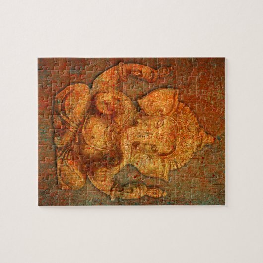 Ganesh auf einem Bedrängnis-Stein-Hintergrund Puzzle (Horizontal)