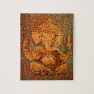 Ganesh auf einem Bedrängnis-Stein-Hintergrund Puzzle