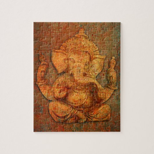 Ganesh auf einem Bedrängnis-Stein-Hintergrund Puzzle (Vertikal)