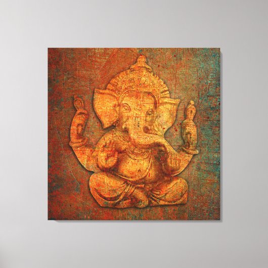 Ganesh auf einem Stein-Hintergrund Leinwanddruck (Vorderseite)