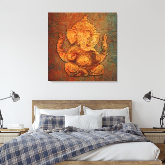 Ganesh auf einem Stein-Hintergrund Leinwanddruck (Insitu (Schlafzimmer))