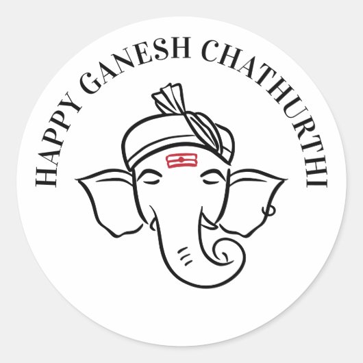 Ganesh Chathurthi-Wünsche | Indischer Gott Runder Aufkleber (Vorderseite)
