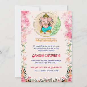 Ganesh Chaturthi Floral Colorful Einladung