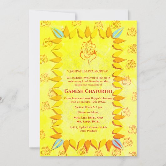 Ganesh Chaturthi Puja Einladung (Vorderseite)