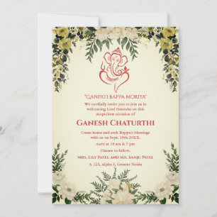 Ganesh Chaturthi Puja Floral Einladung