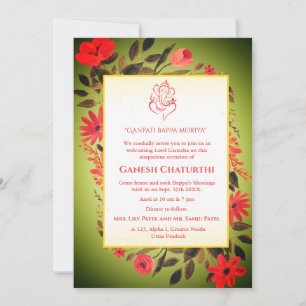 Ganesh Chaturthi Puja Floral Einladung