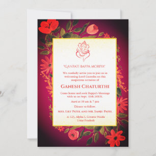 Ganesh Chaturthi Puja Floral Einladung