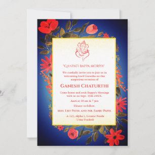 Ganesh Chaturthi Puja Floral Einladung