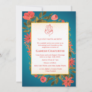Ganesh Chaturthi Puja Floral Einladung