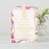 Ganesh Chaturthi Puja Floral Einladung (Stehend Vorderseite)