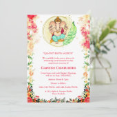 Ganesh Chaturthi Puja Floral Einladung (Stehend Vorderseite)