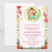 Ganesh Chaturthi Puja Floral Einladung (Vorne/Hinten)