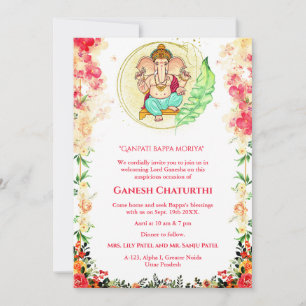 Ganesh Chaturthi Puja Floral Einladung