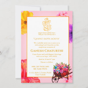 Ganesh Chaturthi Puja Floral Einladung