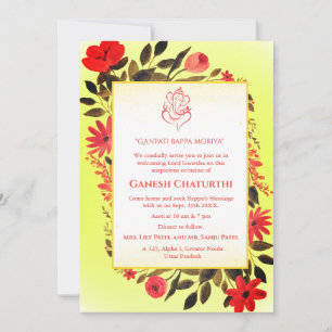 Ganesh Chaturthi Puja Floral Einladung