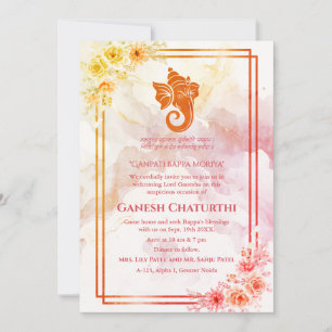 Ganesh Chaturthi Puja Floral Einladung