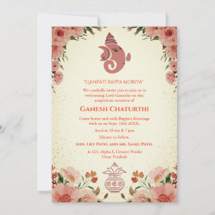Ganesh Chaturthi Puja Floral Einladung