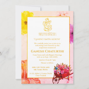 Ganesh Chaturthi Puja Floral Einladung