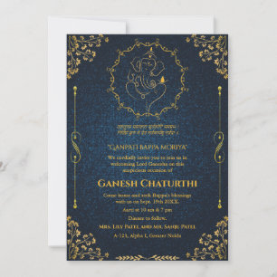 Ganesh Chaturthi Puja Glitzer & Gold Einladung