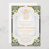 Ganesh Chaturthi Puja Golden Einladung (Vorne/Hinten)