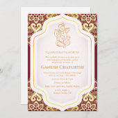 Ganesh Chaturthi Puja Golden Einladung (Vorne/Hinten)