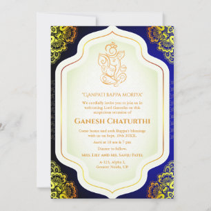 Ganesh Chaturthi Puja Golden Einladung