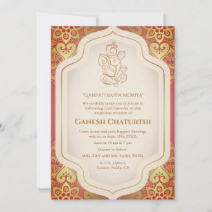 Ganesh Chaturthi Puja Golden Einladung