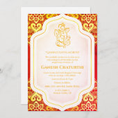 Ganesh Chaturthi Puja Golden Einladung (Vorne/Hinten)