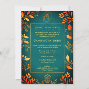 Ganesh Chaturthi Puja Golden Elements Einladung