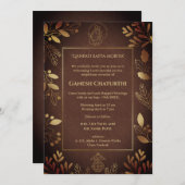 Ganesh Chaturthi Puja Golden Elements Einladung (Vorne/Hinten)