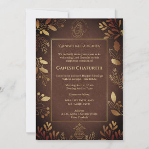 Ganesh Chaturthi Puja Golden Elements Einladung