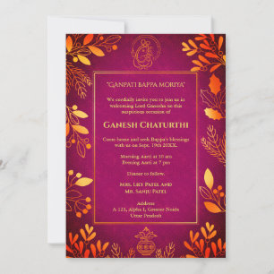 Ganesh Chaturthi Puja Golden Elements Einladung