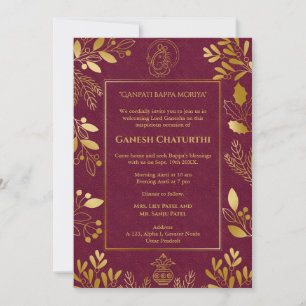 Ganesh Chaturthi Puja Golden Elements Einladung