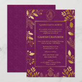 Ganesh Chaturthi Puja Golden Elements Einladung (Vorne/Hinten)