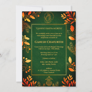 Ganesh Chaturthi Puja Golden Elements Einladung