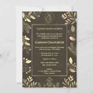 Ganesh Chaturthi Puja Golden Elements Einladung