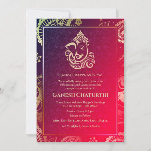Ganesh Chaturthi Puja Roya Golden Elements Einladu Einladung