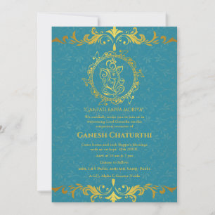 Ganesh Chaturthi Puja Roya Golden Elements Einladung
