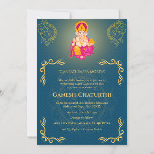 Ganesh Chaturthi Puja Roya Golden Elements Einladung